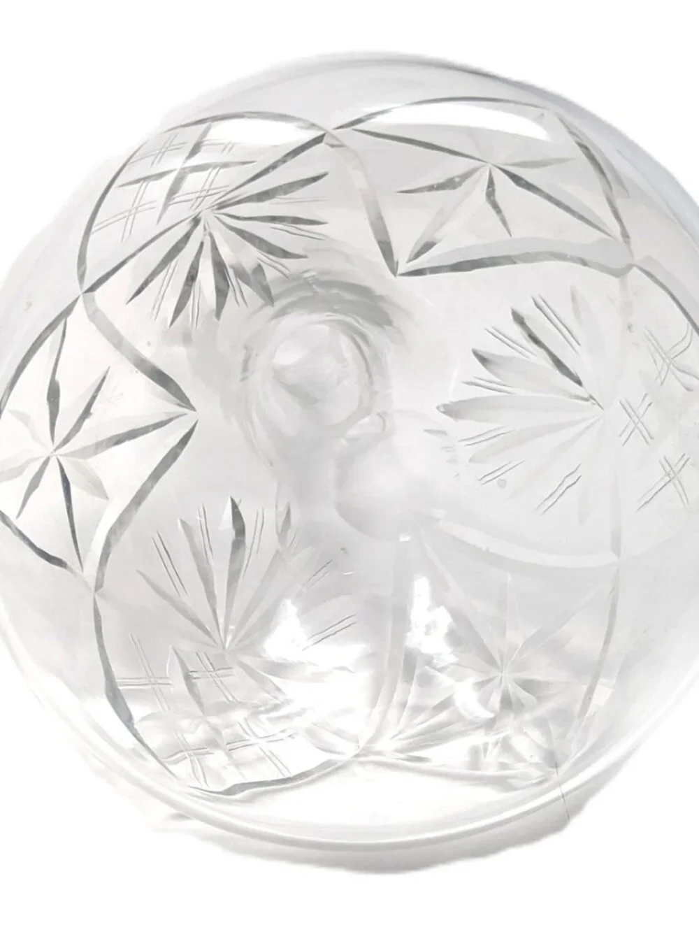 Vintage Ships Decanter Diamond Cut Blown Glass Thick heavy 11